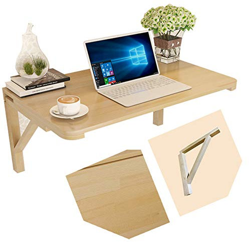 MENG Wandklapptisch, Massivholz Klapptisch, Wandtisch Klappbar, Platzsparende Schreibtisch, Multifunktion Wandmontage Küchentisch, Kiefer Hängetisch