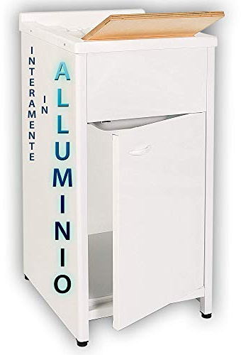 Escelsior Mobile lavatoio IN ALLUMINIO, per lavanderia e da esterno, PREMIUM, diverse misure, + sifone e tavoletta lavapanni in omaggio, bianco, VASCA TOP LINE, moderno (L45 x P50x H83)