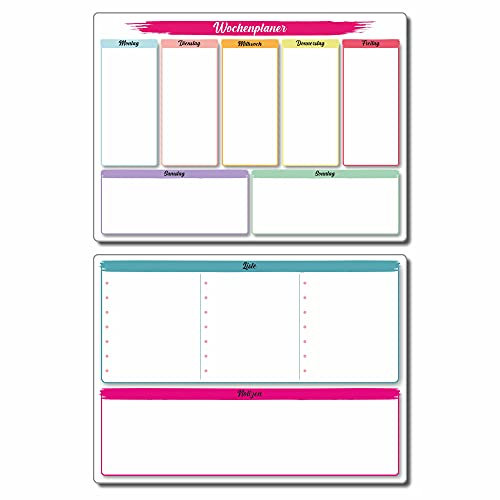Wochenplaner Magnetisch Kühlschrank Abwischbar Wiederverwendbar Klein Tafel Whiteboard Familien Planer Magnet Menüplaner Ideale Größe Geschenke für Küche zu Hause Geschenkidee Schwarz Weiß Bunt