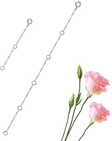 GinoMay Sterling Silver Necklace Extenders Chain Set of 2 Pcs Pack 2 5 - Solid 925 Sterling Silver Fine Chain Dianty Durable Adjustable