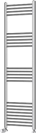 BPIL Heated Towel Rail Chrome Bathroom Ladder Radiator - Straight Heated Towel Rail Chrome Bathroom Ladder Radiator Including Thermostat Radiator Valve Straight, (1600500)