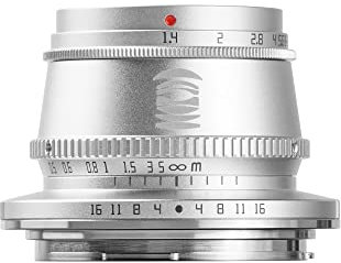 TT Artisan 35 mm F1.4 APS-C - Connettore obiettivo Fuji X Mount Silver con messa a fuoco manuale, argento