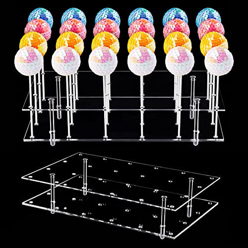 NiHome Cake Pop Ständer 24 Löcher Acryl Display Ständer für Desserttisch 2-stufige Cupcake Lollipop Süßigkeiten Anzeige für Hochzeit Party Jubiläum Feier (Rechteck)