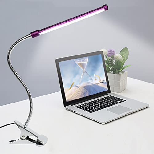 SXYSXYSXY LED-Leselampe Klemmleuchte Schwanenhals Flexibles Klemmlicht Kaltweiß/warmes Licht USB Klemmlampe Augenpflege Schreibtischlampe Büro Tischlampe Für Buch Schlafzimmer Bett,Lila