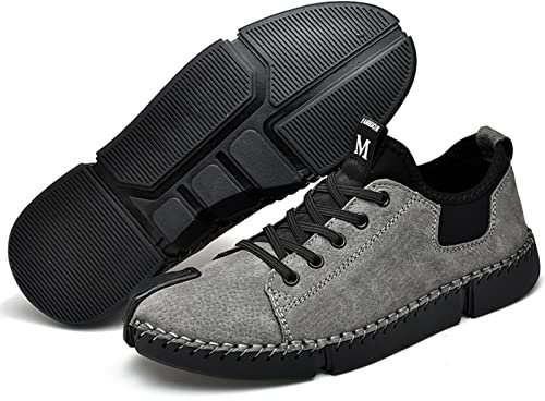 Scarpe da Motociclista in Pelle Stivali da Moto Fatti a Mano Morbidi e Traspiranti Stivali da Corsa Estivi Scarpe da Moto Fuoristrada Four Seasons,Grey-45
