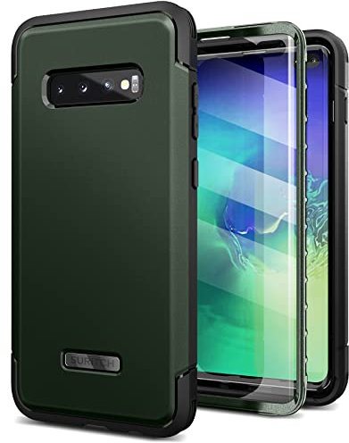 SURITCH Kompatibel mit Samsung Galaxy S10 Plus Hülle 360 Grad Hüllen mit Integriertem Displayschutz Komplettschutz Handyhülle Schutzhülle für Samsung Galaxy S10 Plus 6,4 Zoll(Dunkelgrün)