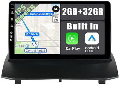 YUNTX Android 13 2 Din Radio con navigazione per Ford Fiesta Mk6 2008-2018:[Integrato CarPlay/Android Auto/DSP/GPS]-IPS 2.5D 9 Touch screen-DAB/Bluetooth 5.0/WiFi/Controllo del volante/WiFi/4G