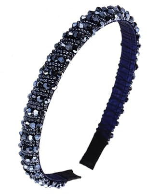 SURALIN 1PCS Haarreif für Damen mit Kristallperlen Stirnband Haarschmuck Haarreifen Haarreifen Damen Haarreifen Mädchen(Navy blau)