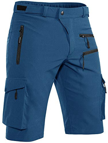 Hiauspor Shorts Herren, Sommer Leichte Schnelltrocknend mit 5 Taschen Cargo Bermuda Wanderhose Sport Chino Trekking Outdoor MTB Hose Männer Kurz Atmungsaktiv Stretch (Indigo, L)