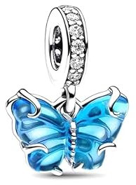 PHCLASY Blauer Schmetterling Sommer Charms fit Armbänder Halsketten und europäische Schlange Kette Große Geschenke für Frauen Urlaub Urlaub/Geburtstag