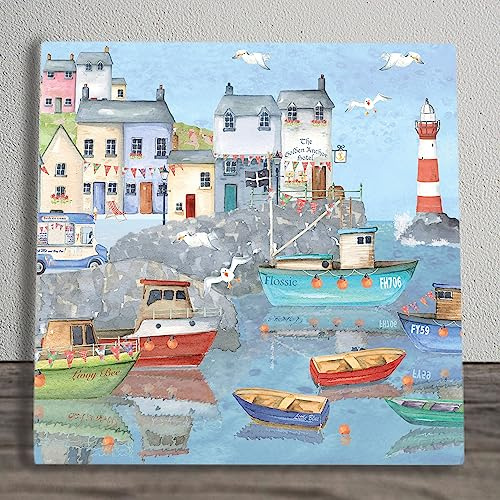Global Designs Nautical Tile Picture Harbour Scene 2 Ceramic Plaque Sign Wall Art K T Bentley 20x20cm