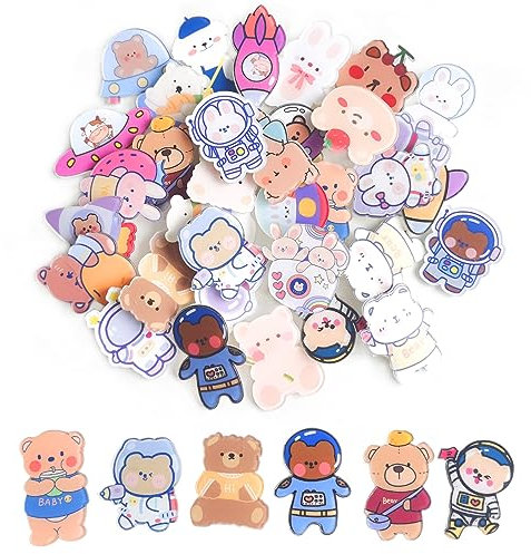 30 Pcs Acrylic Brooch Pins, Cute Safety anstecker pin für Rucksäcke Taschen Jacken Hoodies Hüte,Niedliche Ästhetische Abzeichen Kawaii-Rucksacknadeln ,Kleine Tier Mädchen Cartoon Brosche