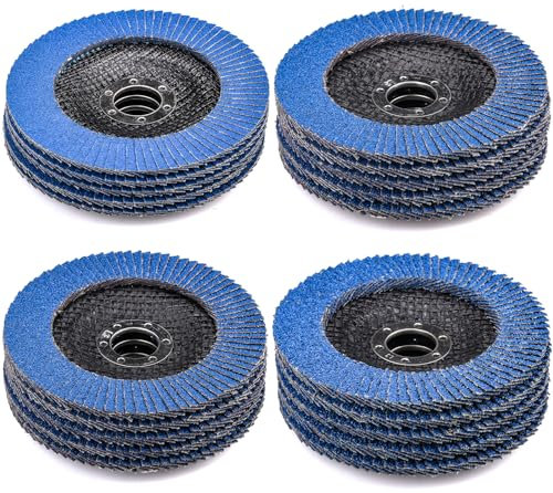 HATANSE 20 Disques Abrasifs à Lamelles Ø 125 mm x 22.2 mm Grain 40 60 80 120 Disques à Lamelles Disques à Meuler pour Enlever Ebavure, Rouille, Polissage, Finition