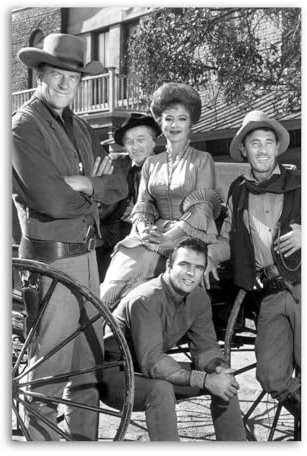 Gunsmoke Cast James Arness Amanda Blake Burt Reynolds Ken Curtis Leinwand-Kunst-Poster und Wandkunst, Bilddruck, moderne Familienschlafzimmer-Dekoration, Poster, 40 x 60 cm