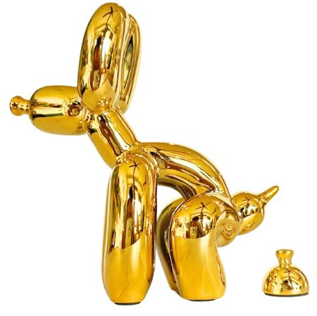 Pozbee Pooping Dog Skulptur Gold, lustiges Geschenk für Tierliebhaber, ästhetische dekorative Ballon-Hundestatue, Kleintierfigur für Couchtisch, Bücherregal, Heimdekoration (Gold)