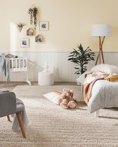 benuta Hochflorteppich SERA Beige 120 x 170 cm - Waschbar & Zuschneidbar - Flauschiger Teppich für Wohn- und Schlafzimmer - Fußbodenheizung Geeignet