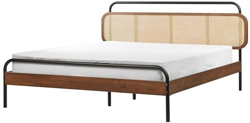 Holzbett dunkelbraun / schwarz Wiener Geflecht 160 x 200 cm Boussicourt