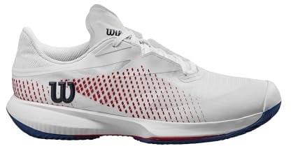 Wilson Femme KAOS Swift 1.5 Clay Tennis Shoe, White/Deja Vu Blue Red, 38 2/3 EU
