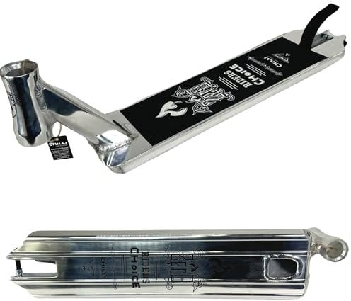 Chilli PRO Scooter Zero V2 52cm 12,5cm Stunt-Scooter Park I Deck I Trick I Tret I Roller I Zubehör I Ersatz I mit Griptape Poliert Silber