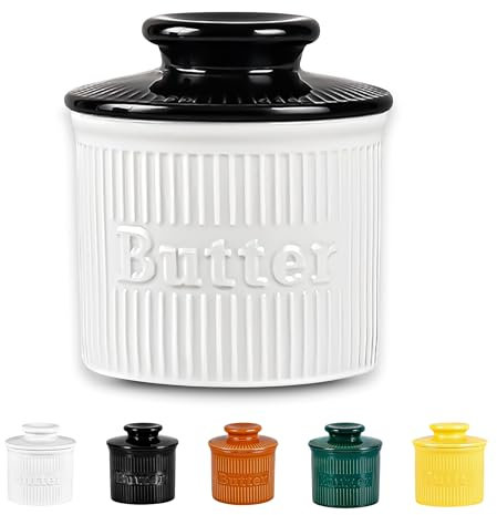 Le gardien de beurre noir-blanc ramollit le beurre en toute sécurité à température ambiante, obtenez un goût frais à tout moment