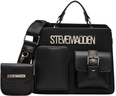 Steve Madden Bevelyn Utility Pocket Convertible Crossbody Bag, Schwarz, Einheitsgröße