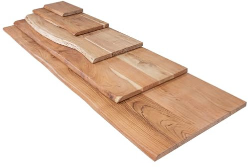 trelevo Holzplatte 100x20 cm, Akazienholz massiv 26mm, naturfarben, Zuschnitt nach Maß, Baumkantenplatte für Bastler und Heimwerker