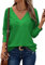 Dokotoo Women's Tops Long Sleeve V Neck Dressy Casual Women Blouse Hollow Out Lace Embroidered Ladies Top Shirt Chic Buttons Cuffs Womens Blouses Shirts Bright Green UK 2XL