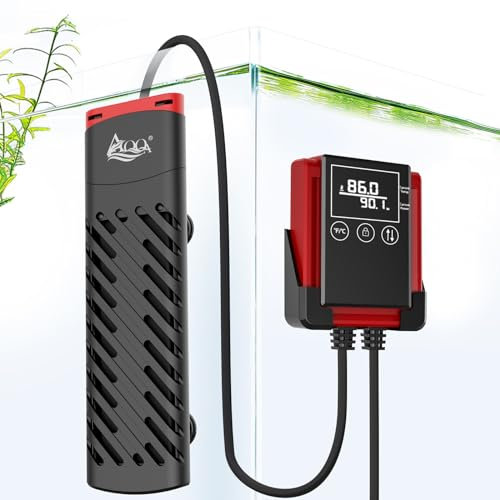 AQQA Calentador de acuario PTC de 500 W con controlador de termostato LED, calentador de acuario sumergible con cubierta protectora, protección contra sobretemperatura, para pecera de 200-500 L