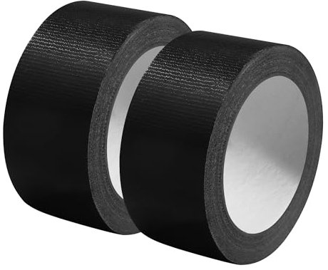 Nuangoo 2 pièces Ruban Adhésif Toilé, Ruban adhésif imperméable robuste, Ruban Adhésif Etanche 48 mm x 27 m pour les réparations, la Fixation, l'étanchéité, l'étiquetage et le Bricolage(Noir)
