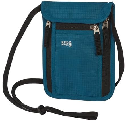 Moorle Herren Brustbeutel mit RFID Schutz, Anti-Diebstahl Unisex Reisegeldbeutel, Wasserdicht Umhängebeutel Diebstahlsicher, Reise Brustbeutel Brusttasche für Smartphone, Passport