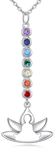 YFN Chakra Kette Sterling Silber Sieben Chakra Anhänger Halskette Chakra Schmuck für Frauen Yoga Geschenke