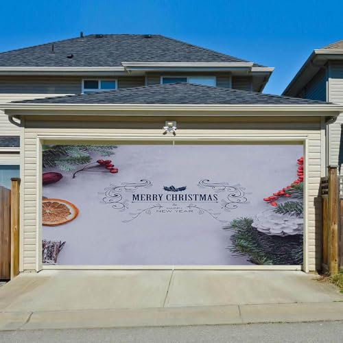 Surwin Weihnachten Garagentor Deko, Große Weihnachtsdeko Garagentor Banner, Innen und Außenbereich Weihnachten Deko Garage Tür Party Fotohintergrund (Grau,150x200cm)
