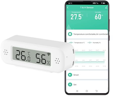 WLAN Hygrometer Temperatursensor, digitaler Mini-Innentemperatur- und Luftfeuchtigkeitssensor, Gewächshaus-Kellerraum-Temperatur- und Luftfeuchtigkeitssensor, App-Fernbedienung - 1 Stück