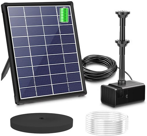 Biling Fuente solar de 6 W para exteriores con batería de 3000 mAh, bomba solar para estanque con batería, bomba de agua solar con batería, fuente flotante para fuente solar, fuente de agua, fuente