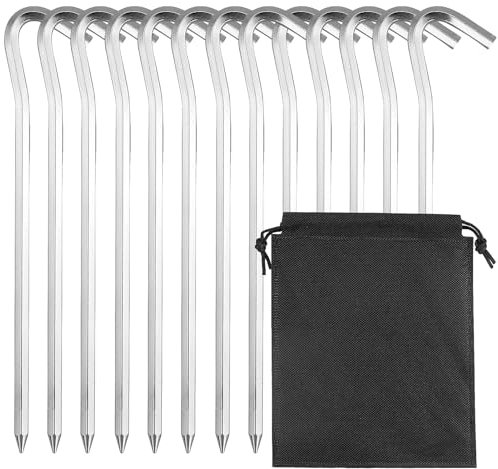 Lot de 12 piquets de tente en alliage d'aluminium de 18 cm - Piquets de tente - Piquets de tente en métal - Accessoires de tente - Piquets en acier pour camping, randonnée, tente