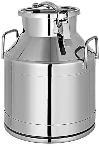 Milk Jug, 10L 20L 50L Milk Jug Pail Can SStainless Steel Cow Milk Bucket for Oil Wine Water Soup and Oatmeal Storage Transportation Silver(10L)