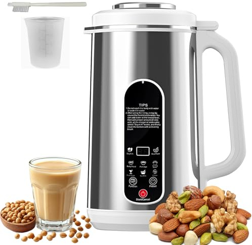 Máquina de leche vegetal 1200ml, 8 en 1 para soja, avena y almendras | Con inicio programado, función mantener caliente y autolimpieza para preparar leche vegetal y yogur caseros
