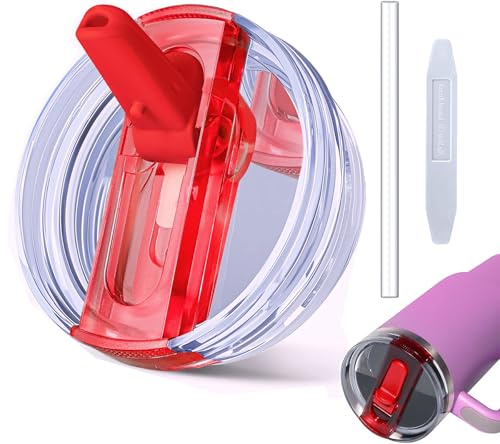 30oz Leak Proof Lids for Stanley Cup,Tumbler Detachable Flip Straw Lid -2Pcs-Red