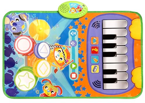 Playgro Rhythm and Jam Melody Mat, Rhythm and Jam Musical Rug - Interactive Rug with Piano Sounds, Drums, Violin, Trumpet and Accordion
