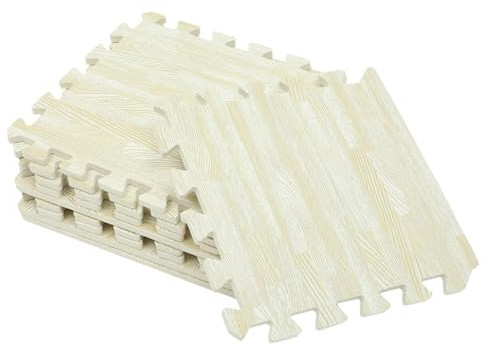 BAZEITFLOW 10 Stück Krabbel Puzzle Für Babys Ineinandergreifende Eva Schaumstoff Bodenfliesen 30x30x1cm Holzoptik Rutschfest Und Komfortabel Für Wohnzimmer Und Kinderzimmer