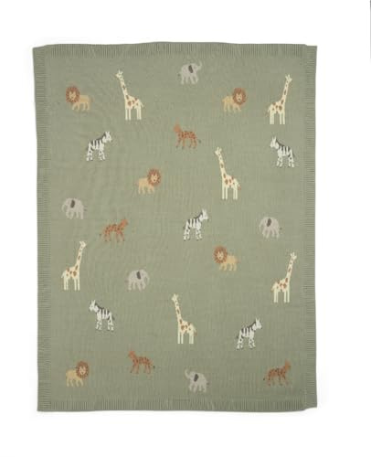 Mamas & Papas Nursery Small Knitted Blanket, Safari Sage, 70 x 90 cm