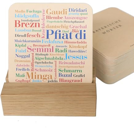 Deine Wörter Bierdeckelset, 30 Bierdeckel mit bayerischer Mundart, als Party-Gag oder originelles Gastgeschenk