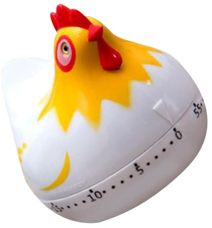 Toyvian Minuteur Mécanique Cuisine en Plastique Blanc Minuterie Dessin Animé Poule Minuterie de Cuisson Pratique pour Pâtisserie Œufs et Crêpes Accessoire la Cuisine Ludique et