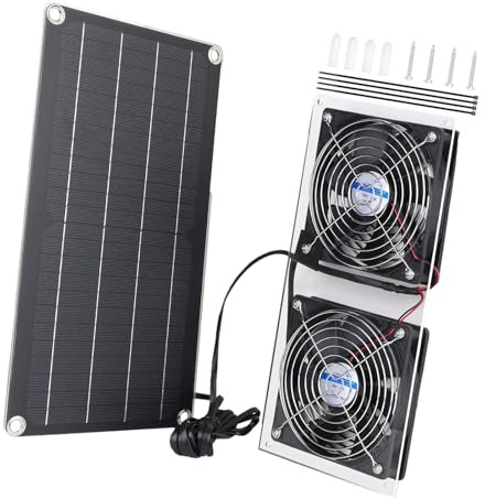 Ventilateur d'échappement alimenté par panneau solaire 10 W pour chien, poulailler, serre, kits de panneaux durables, abri de jardin