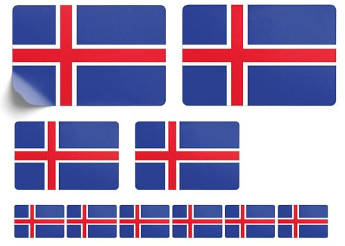10 Stück Flaggen Aufkleber Island Set Sticker Iceland Autoaufkleber - Offsetdruck
