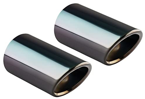 Auspuffblenden Auspuffblende Schwarz Chrom Edelstahl passend für Golf 7 VII Variant Kombi Plug&Play Endrohrblenden Endrohrblende Auspuff Blende Endrohre