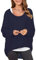 ZANZEA Sexy Women Loose Solid Irregular Long Sleeve Baggy Jumper Casual Tops Blouse T-Shirt Navy L