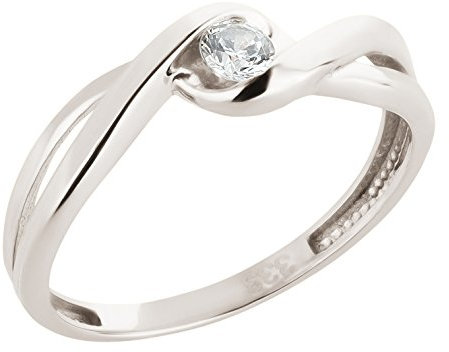 Ardeo Aurum Damenring aus 333 Gold Weißgold mit Zirkonia im Brillant-Schliff Verlobungsring Solitär