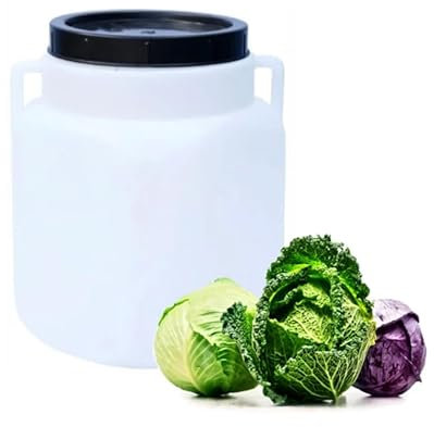 MIKONI Kunststofffass 30L mit Deckel Regenfass Lebensmittelfass Getränkefass Sauerkrautfass