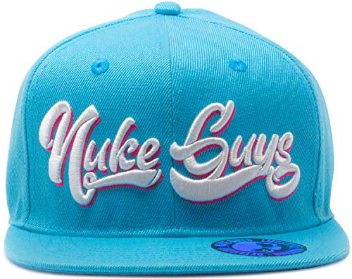 Nuke Guys Snapback Cap Welcome to Miami, Premium 6 Panel Snapback Straight Cap, Unisex Kappe, Mütze mit hochwertiger 3D Stickerei und Snap Verschluss, hellblau/weiß